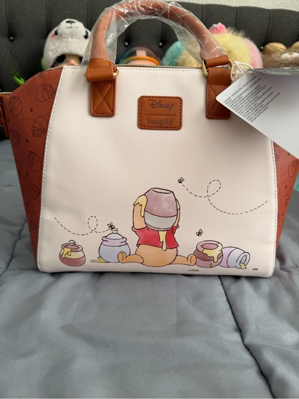 Loungefly Winnie the Pooh Honey Tote Bag - White & Brown, w/ detachable strap.